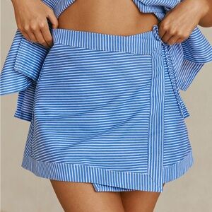 Sabo Skirt NWT Alyssia blue & white stripe wrap skirt, 0